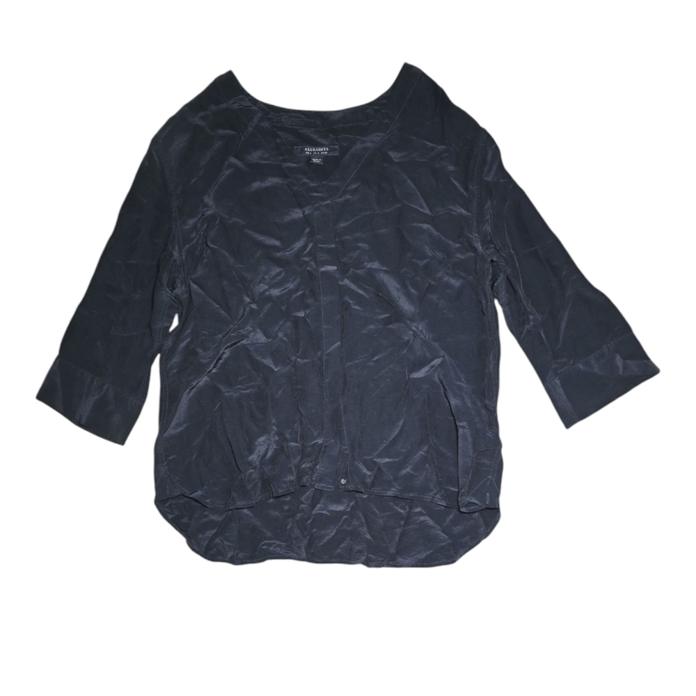 All Saints Relaxed High Lo Blouse with 3/4 Sleeves